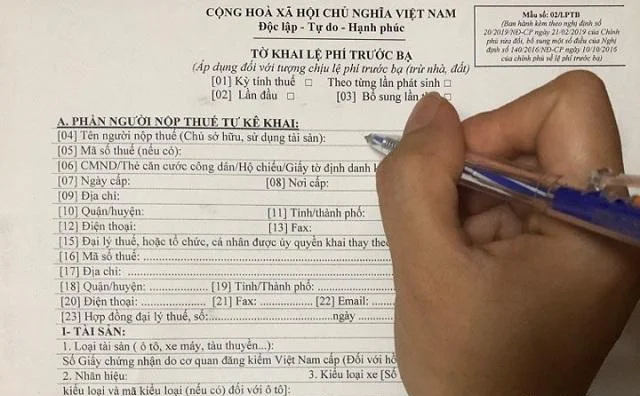 Khai lệ phí trước bạ tại Chi cục thuế