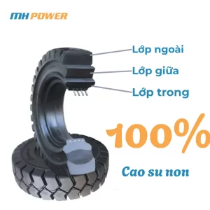 Cấu tạo bên trong lốp đặc xe nâng là 100% cao su non